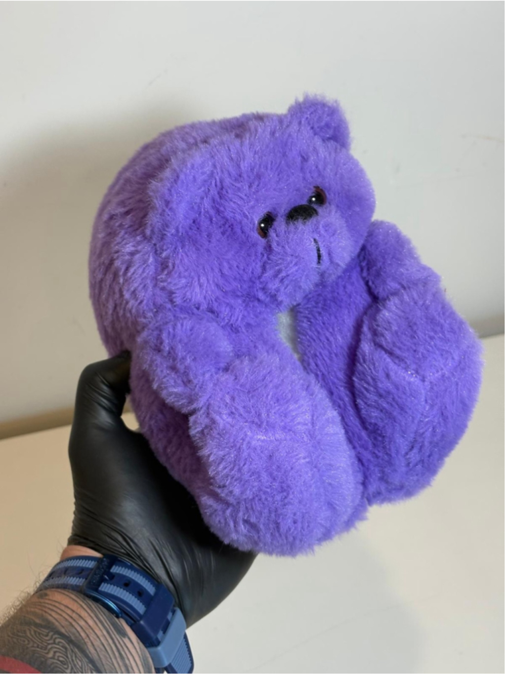 Purple Teddy Bear Plush Slippers Fuzzy Cozy Animal House Shoes #F